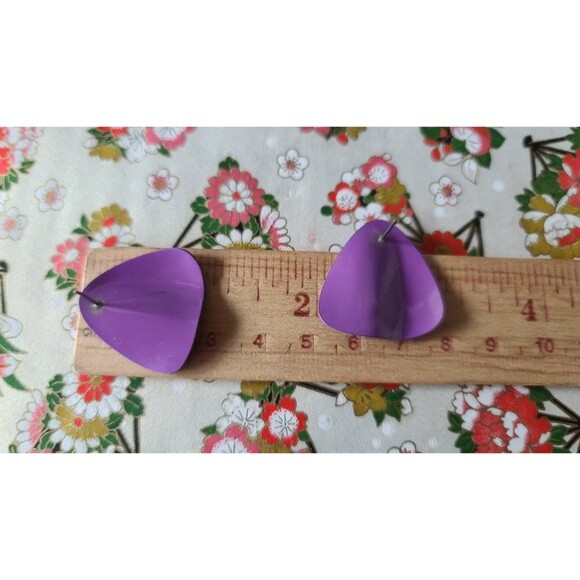 1980s Purple Wavy Earrings - Picture 10 of 10